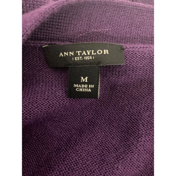 Ann Taylor Womens Merino Wool Cardigan Sweater Medium Size Purple - Picture 9 of 10
